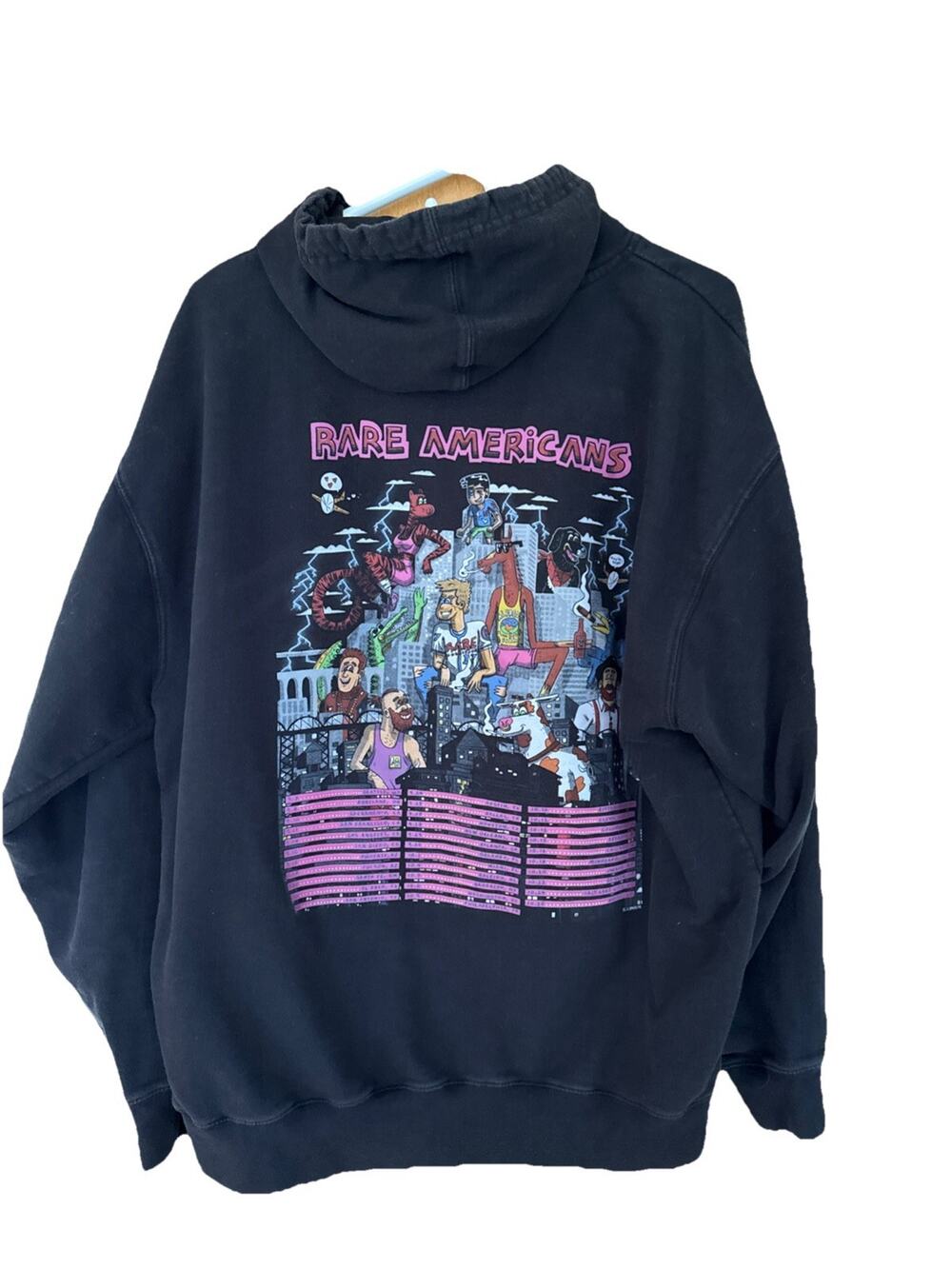 Mens RARE AMERICANS Hoodie XL black cotton blend pullover